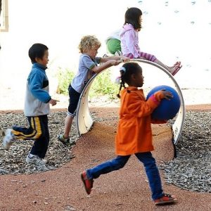 Children and instructors interact in the School of Human Ecology Preschool Lab, which is housed in the newly renovated Nancy Nicholas Hall.