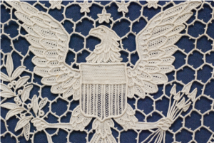 Detail image of the lace on the United States lace seal