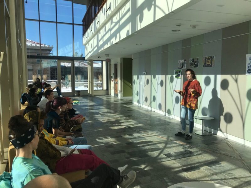 A student presents