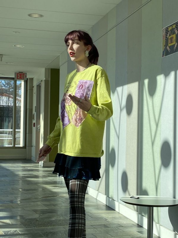 A student presents