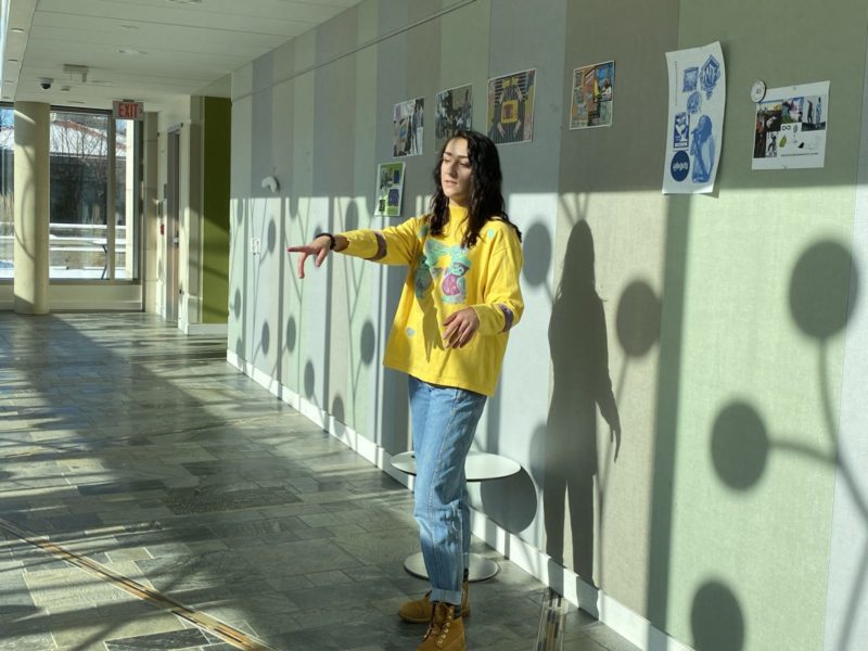 A student presents