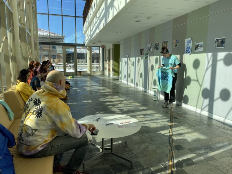 A student presents