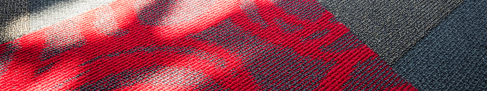 Red and grey rug on the Fifth Floor of Nancy Nicholas Hall.