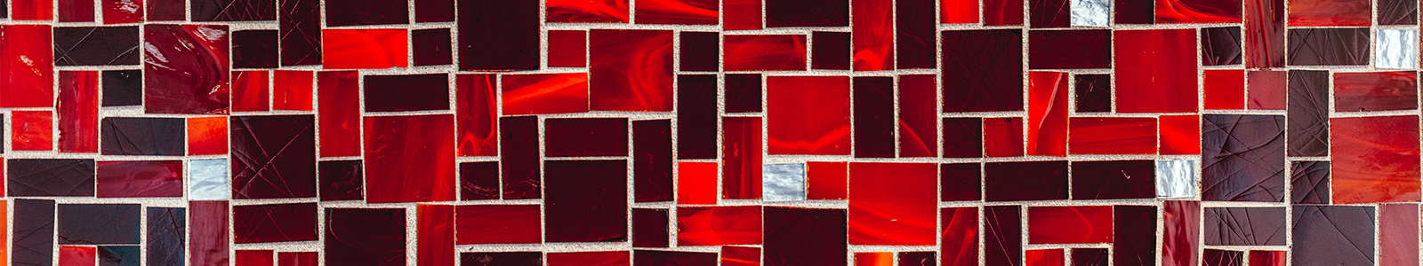 Red and white square tiles in the Robin's Nest Café.