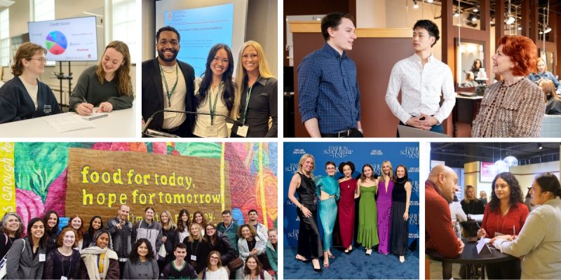 A collage of 6 photos showing student experiences outside of the classroom.